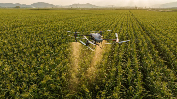 Imagem de divulgação do drone lançado pela multinacional brasileira Jacto na Agrishow, em Ribeirão Preto.