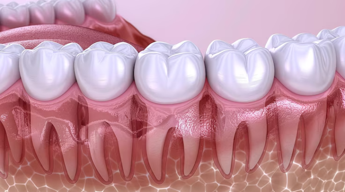 Carga dentária humana criada por IA.