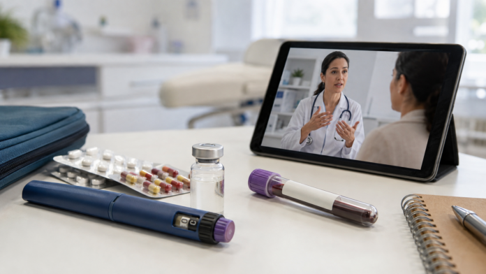 Profissional de saúde organiza medicamentos e exames oferecidos pelo Sistema Único de Saúde